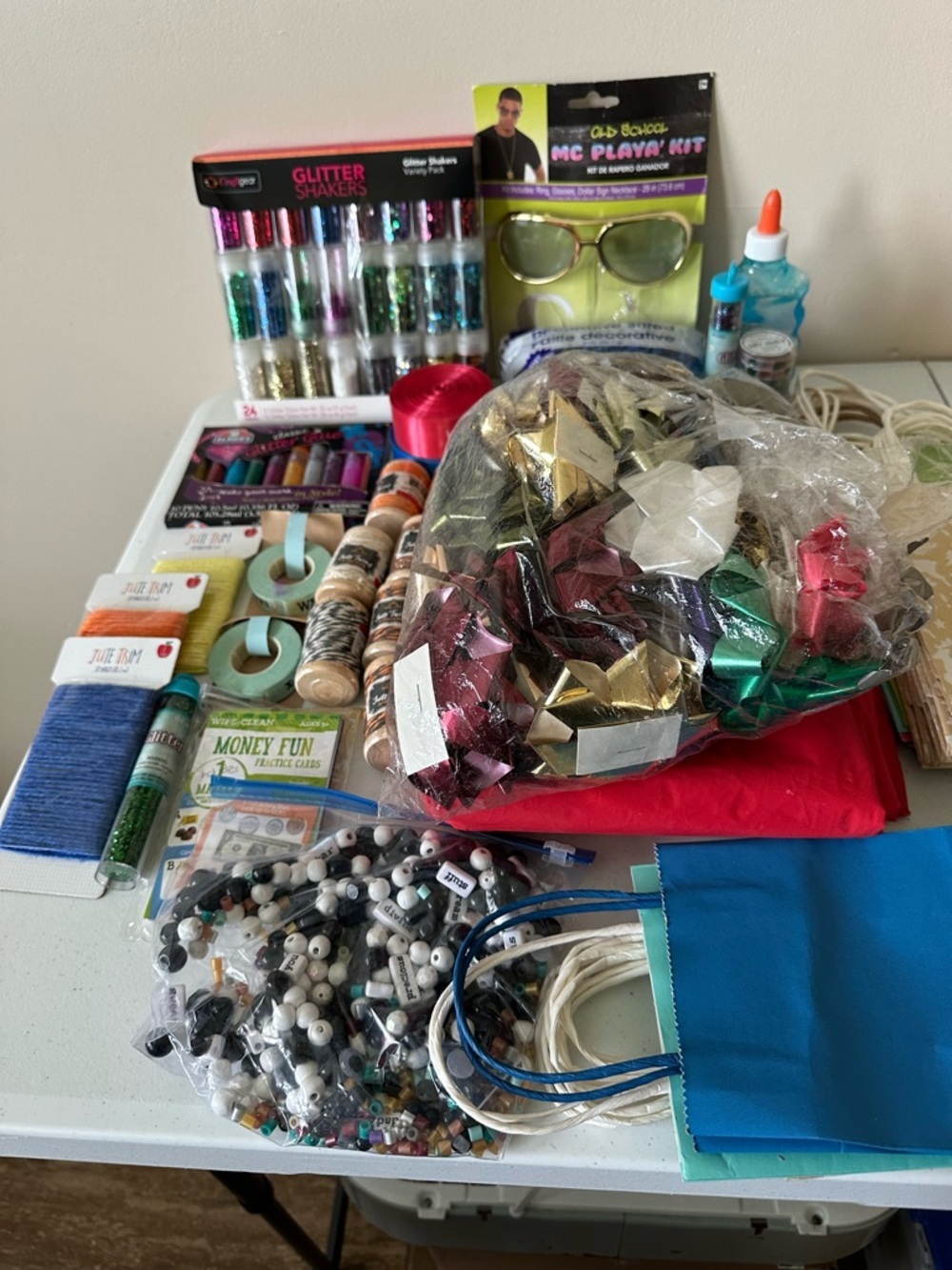 50 Assorted Craft Supplies Bundle with Metallic Gift Bows / NWT